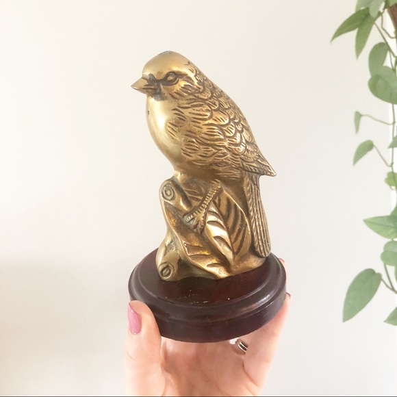 Vintage Brass Bird Figure Boho Decor